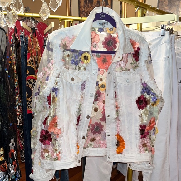 Adore Jackets & Blazers - Adore Floral Embroidered White Jacket